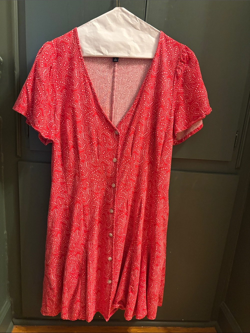 Universal Thread Red Paisley Button-Front Mini Dress M